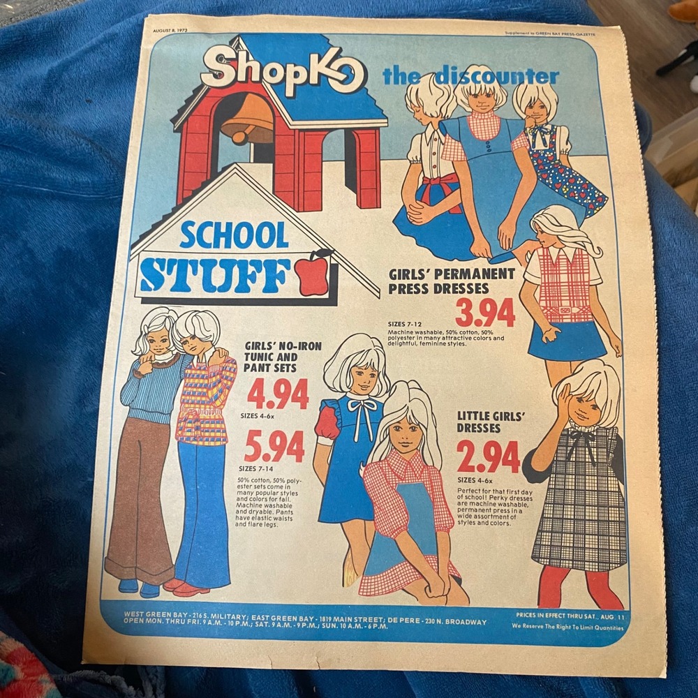 Vintage 1973 ShopKo Newspaper Ad Circular 70s Fashion Back to School Ephemera